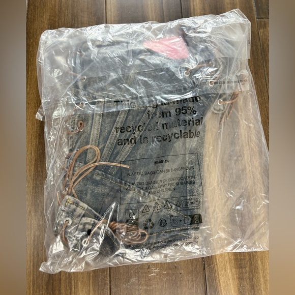 NWT PLT Shape Brown Denim Lace-Up Front Corset Top Strapless y2k grunge Fitted - Picture 8 of 8